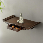 Seinale paigaldatud altarilaud isiklike p&uuml;hakute jaoks, budistlik ni&scaron;&scaron;ilaud bambusest palve jaoks, budistlik palve altarikapp (40 cm / 16 tolli)