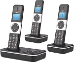 Bisofice 3 juhtmeta DECT-telefoni koos automaatvastajaga, 3-st komplekt, juhtmeta telefon suurep&auml;rase helikvaliteediga, helistaja ID / helistamise, reguleeritava helitugevusega, k&otilde;ne lukustamisega