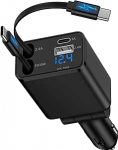 4 in 1 autolaadija USB C 69W kiirlaadija koos C-t&uuml;&uuml;pi kaabliga sisset&otilde;mmatava 12 V iPhone 17 Pro 16 15 14, Samsung Galaxy S25 S24 S23 S22 A16 A56 A36 jaoks
