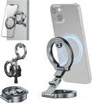 CAMOLO statiiviga topelt magnetiline telefonihoidja, kokkupandav r&otilde;ngastelefonide statiiv, 1/4-tollise kruviauguga telefonihoidja statiivile, k&ouml;&ouml;ki, reisile, &uuml;hildub iPhone 16/15/14/13/12-ga