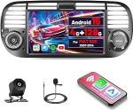 [4G+128G] Inefala Android 15 Autoradio f&uuml;r FIAT 500 2007-2015 mit Wireless Carplay Android, 7 Zoll Touchscreen Radio mit Navi GPS WiFi RDS/FM Bluetooth EQ SWC Tagfahrkamera Mic (Schwarz)
