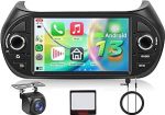 Hodozzy Carplay autoraadio Fiat Fiorino/Qubo/Peugeot Bipper/Citroen Nemo jaoks koos GPS/WiFi, Fiat autoraadio 7-tolline 2 DIN Bluetooth Android Car/32 EQ/FM/RDS/SWC/USB + tagurduskaameraga