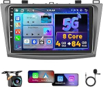 4 + 64 GB 8 Core Radio Hikity Wireless Carplay autoraadio koos navigatsioonis&uuml;steemiga Mazda 3 2010-2013 Android autoraadio 9-tollise puuteekraaniga Bluetooth FM/RDS WiFi/GPS-ga