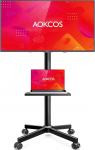 AOKCOS TV Stand Rollable for 32-65 Inch TVs, TV Cart with Tray, TV Stand Height Adjustable, Mobile TV Stand with Wheels, TV Trolley up to 40 kg, Max. VESA 400 x 400 mm (must)