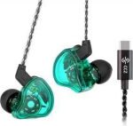 CCZ Melody k&otilde;rvaklapid Yinyoo Hybrid 1ba 1DD HiFi k&otilde;rvamonitorid, s&uuml;gavad bassid, kerged k&otilde;rvaklapid IEM koos 4N kaabliga muusikule / trummarile / bassistile / kitarristile (roheline, mikrofoniga Type-C)