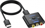 CAMWAY RCA to HDMI adapter, uuendatud kiip k&otilde;rgema pildikvaliteediga, 16:9/4:3 konverteerimine 1080P AV to HDMI Video Audio Converter koos 50 cm HDMI kaabliga toetab PAL/NTSC Wii/PS1/PS2/N64/Xbox/DVD/VCR jaoks