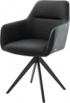 DELIFE Pejo-Flex Swivel Chair, Cross Frame, Angled, Black, Genuine Leather, 180&deg; Rotatable