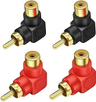 4 tk 90-kraadine RCA-pistiku mees-naise nurgapistik kullatud parema nurga adapter stereoheli v&otilde;i AV-video jaoks