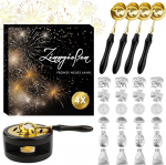 YYSWSAKY Tinast valamise komplekt uusaasta &otilde;htu - 1 tahke puupliit, 4 sulatuslusikat, 24 tinafiguuri, 1 oraakliraamat, vaha valamine uusaasta &otilde;htu jaoks uusaasta &otilde;htu peom&auml;ngud ennustusm&auml;ngu jaoks