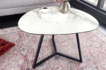 Riess Ambiente Modern Marvelous Coffee Table 70 cm White Black Glass Marble Ceramic Made in Italy Living Room Elegant Side Table in Marble Look