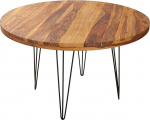 Riess Ambiente Massar Solid Dining Table 120 cm Sheesham Round with Hairpin Legs Bistro Table