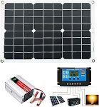 P&auml;ikeses&uuml;steemi t&auml;ielik komplekt paigaldus v&otilde;rk s&otilde;ltumatu komplekt 300 W p&auml;ikeseenergia s&uuml;steemi p&auml;ikesepaneelide komplekt, koos 1 inverteriga, p&auml;ikesepaneel 18 W 18 V, akuklamber, DC krokodilklamber p&auml;ikesepaneelide laadimiskontroller 30 A