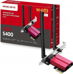 Mercusys MA86XE Wi-Fi 6E PCIe v&otilde;rgukaart AXE5400, tri-band adapter koos Bluetooth 5.2, MU-MIMO, OFDMA, WPA3 kr&uuml;pteerimisstandard, &uuml;hildub Windows 11 ja 10 versiooniga.
