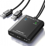 USB Switch Adapter, Lemorele 3 pordi jagamine 2 arvutile, 2 in 3 Out KVM Switch Hub koos 2 USB-kaabliga hiirele, klaviatuurile, skannerile, printerile