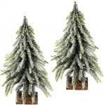 Kunstlik mini j&otilde;ulupuu puidust baasil J&auml;&auml;tunud lumi lumine kunstlik lumi j&otilde;ulupuu kunstlik kuusk v&auml;ike j&otilde;ulupuu j&otilde;ulukaunistus 2-st komplektist