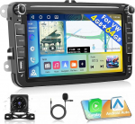 [4G + 64G] Motorsi autoraadio VW Golf 5 6 Polo Passat Seat, Android 15 Wireless Carplay autoraadio 2-DIN 8-tolline HD puuteekraaniga Android autoraadio Bluetooth 5.0 EQ GPS FM/RDS WiFi Dual USBga