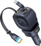 Baseus 163W sisset&otilde;mmatav autolaadija, 4-portiline USB-C/USB kiirlaadimisadapter sisseehitatud kahe 67W kaabliga, 450&deg; reguleeritav, kompaktne laadija s&uuml;learvutitele, tahvelarvutitele, nutitelefonidele