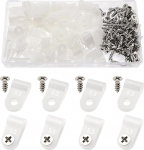 VooGenzek 100 tk 5,3 mm (3/16 tolli) nailonist R-t&uuml;&uuml;pi kaablihoidja, R-t&uuml;&uuml;pi kaabliklamber, juhtmeklamber 100 kruviga, juhtmete haldamiseks (valge)