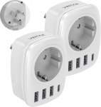 VINTAR Austraalia 5-in-1 pistikupesa adapter 3 USB-pordi ja 1 USB-C pordiga, sobib Austraaliasse, Hiinasse, Uus-Meremaale, valge t&uuml;&uuml;p I