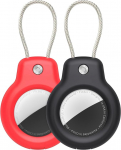 SPGUARD 2 AirTag'i korpus (AirTag 1/2), mis &uuml;hildub Apple AirTag v&otilde;tmer&otilde;ngaga, Air Tag ripatsiga turvaline hoidja koos kaabliga, AirTag'i lukustuskohver v&otilde;tmete, pagasi, seljakottide ja muu jaoks (must ja punane)