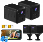 UCOCARE 4G LTE Surveillance Camera, Pack of 2 with SIM Card, Surveillance Camera without WiFi, Battery 5200 mAh, HD Mini Camera Indoor Wireless, 160&deg; Viewing Angle, Night Vision, AI Motion Detection