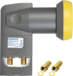 HUMAX Digital Twin LNB Gold Satellite Universal LNB, LTE Filter, 2 Subscribers Including Weather Cover and Gold-Plated F-Connectors, for Digital TV in HD, Full HD, 4K UHD & 8K, Black/Yellow