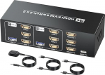 4K / 60Hz HDMI KVM l&uuml;liti 3 monitori 2 arvutit, kolmekordne monitor HDMI KVM l&uuml;liti 3 monitori ja 1 komplekti klaviatuuri, hiire ja muude USB-seadmete jagamiseks