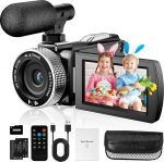 Digitaalne videokaamera videokaamera 4K, 48MP foto 4K 60FPS video, digitaalne videokaamera Vlogging Youtube, 2 patarei/SD kaart/kaugjuhtimispuldiga