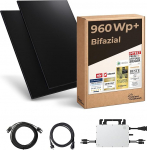 960 W r&otilde;duelektrijaama komplekt - 800 W inverter, 2 x 480 W bifaasilised p&auml;ikesemoodulid, 5 m kaabel, pistikupesa - P&auml;ikeses&uuml;steem r&otilde;dul ilma klambrita