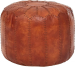 FineBuy Ehtne nahast Ottomani Ottomani elutoa disain Pouf Stool Oriental Upholstered Stool Oriental Leg Rest Diivan 52 x 40 x 52 cm Brown