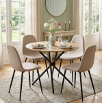 FurnitureR &uuml;mmargune s&ouml;&ouml;gilaud 4 tooliga, 4 s&ouml;&ouml;gitooli komplekt koos k&ouml;&ouml;gilauaga, s&ouml;&ouml;gitoar&uuml;hm, s&ouml;&ouml;gituba, lauakomplekt k&ouml;&ouml;ki, elutuppa, r&otilde;dule, Cedar v&auml;rvi must + beež must