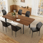 JIEXI s&ouml;&ouml;gilaud koos 4-8 tooliga, pikendatav s&ouml;&ouml;gikomplekt, stiilne kaasaegne MDF-paneelid, s&ouml;&ouml;gilaud elutuppa (160-200 cm, p&auml;hklipuust laud + 6 musta tooli)