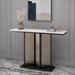 Schmaler Konsolentisch, Konsolentisch, Eingangstisch, schmaler Sofatisch f&uuml;r das Wohnzimmer, Konsolen-Kaffeebarschrank, mit Metallrahmen, Eingangstisch f&uuml;r Sofa, Foy,Black 80cm/31.5in