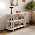 ACAGALA 3-tasandiline ovaalne konsoollaud 110 x 38 x 75 cm Moodne stiilne diivanilaud elutuppa Valge