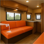 Kunstnahast istmekatted haagissuvila polsterdamiseks, libisemisvastased matkaauto padjakatted, diivan ja diivanipadi katted matkaauto pingile, elastsed kaitsekatted (oranž, W 150-170 cm, D 90-100 cm)