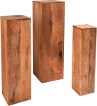 invicta INTERIOR Design Pillar Komplekt 3 Makassar 80 cm Mango Wood K&auml;sitsi valmistatud dekoratiivsed sambad K&otilde;rvallaudade lauad