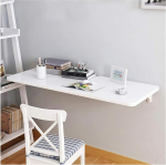 An der Wand montierter, zusammenklappbarer Computertisch, Kleiner Klapptisch f&uuml;r Home Office/W&auml;scherei/K&uuml;che und Esszimmer, wei&szlig;er Klapptisch