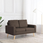 2-Sitzer Diivan Braun Stoff, Komfortables Wohnzimmer Sofa mit Polsterkissen, Modernes G&auml;stezimmer Sofabett, 130 cm Breite, Stabiles Kiefernholz Gestell, Einfacher Selbstaufbau
