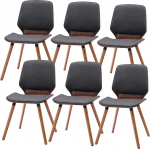 Mingone s&ouml;&ouml;gitoa toolid, 6 tooli, k&ouml;&ouml;gitoolid, puidust toolid linase istmega, retro disainiga toolid p&ouml;&ouml;gipuidust k&ouml;&ouml;kidesse / s&ouml;&ouml;gitubadesse kuni 150 kg (6 tooli, hall linasest materjalist)