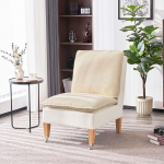 Sepnine k&auml;edeta tugitool, kaasaegne lugemistool Corduroy Velvet Lounge Chair magamistoas kahe rattaga, sobib elutuppa, magamistuppa ja vastuv&otilde;turuumi, karamell (valge)