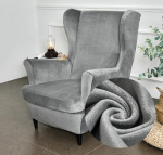 Highdi 2-osaline Wing Chair Cover, Velvet Plain Armchair Throws, Wing Chair kaitsvad katted, elastne Tiger Chair Cover koos k&auml;etoega, k&otilde;rge seljatoega, universaalne (Hall)