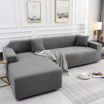 L-f&ouml;rmiges Stretch-Sofa-Schonbezug-Set Mit Rutschfester Unterseite, Universeller M&ouml;belschutz(Grey,4 Seater+4 Seater)