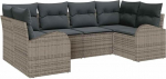 Rantry 6-Teiliges Garten Sofa Set mit Kissen Grau Poly Rattan, 2-Sitzer Garten Sofa mit Stauraum & Kissen Grau Poly Rattan Gartenlounge Model3354848
