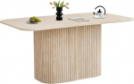 P&otilde;hjamaine moodne ristk&uuml;likukujuline s&ouml;&ouml;gilaud, 160 x 90 x 75 cm, MDF k&ouml;&ouml;gilaud, Rooma sammaste stiilis jalad, lamellilaua v&auml;limus, 4-8 istekohta, kollane travertiinist plaat.