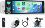 Hodozzy 1 DIN RDS autoraadio juhtmevaba Carplay Android autoga, 6,5-tolline sisekraan, toetab Bluetooth 5.2, kiirlaadimist, USB Type-C Mirror Link EQ SWC, tahavaatekaamera + roolijuhtimine