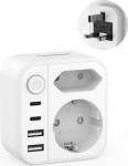 TESSAN Adapter Inglismaa Saksamaa pistik 1 l&uuml;litiga, Inglismaa pistikupesa adapter 2 USB C ja 2 USB A, reisiadapter UK Saksamaalt Suurbritanniasse, Iirimaale, Londonisse, &Scaron;otimaale (t&uuml;&uuml;p G)