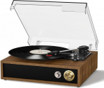 FYDEE plaadim&auml;ngija USB taasesitus ja salvestamine, kahesuunaline Bluetooth, 3 kiiruse l&uuml;litamine (33/45/78 RPM), sisseehitatud stereok&otilde;larid ja RCA v&auml;ljund - Teak puit