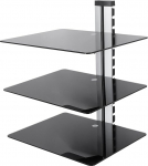 King Triple Black karastatud turvaklaasist ujuv riiul x 3, 38 cm lai, maksimaalselt 10 kg riiuli kohta DVD-m&auml;ngijate, TV-tarvikute, m&auml;ngukonsoolide, SKY + Virgin boxide jne jaoks.