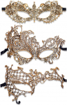 Maigendoo Pack of 3 pitsist maskide maskid Karneval mask Mehed Naised Venetsia maskid Prom silmamaskide komplekt kost&uuml;&uuml;mipidu tarvikud karneval Halloween aastap&auml;eva festival ball, kuldne