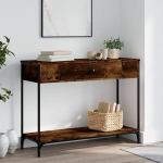 Eleganter Konsole Holztisch mit Metallrahmen - R&auml;uchereiche - 100x34,5x75 cm - f&uuml;r Flur und Wohnzimmer Model834162